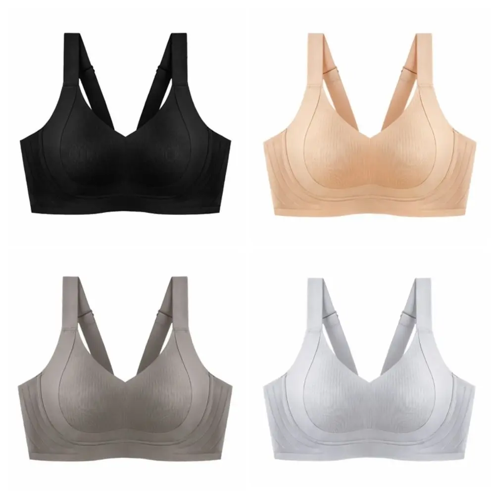 Reggiseno a V profondo senza fili aderente Reggiseno con seni raccolti anti-cedimento per le donne Biancheria intima push up antiurto con coppa grande per ragazze