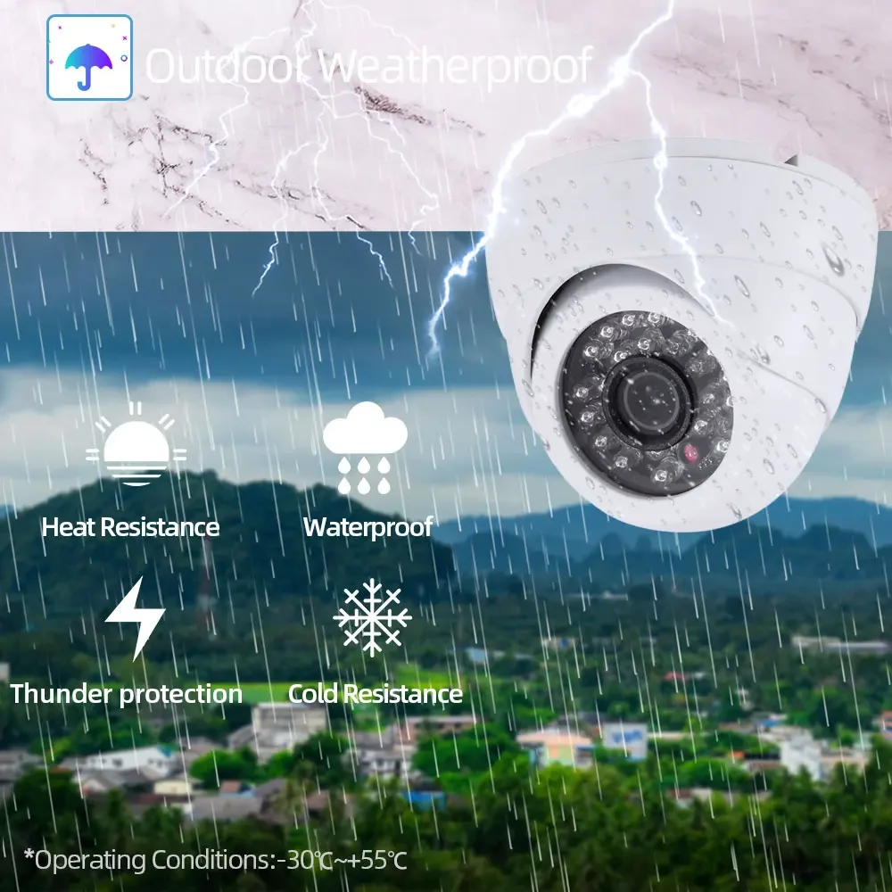 Imagem -05 - Câmera Dome de Segurança Impermeável Interior Vídeo em Tempo Real Vigilância Cctv Xmeye Pro App 4k 8mp 5mp H.265 Visão Noturna