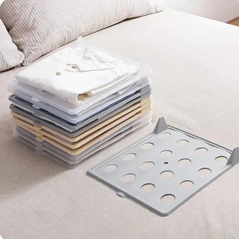 5-10PCS Lazy Clothes Folding Board Foldable Laundry Organizer Multi Layer Storage Rack for T Shirt Sweater Travel Dorm Use