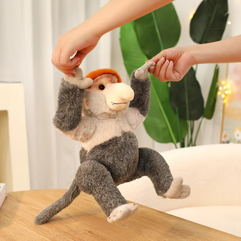 

33cm Proboscis Monkey Plush Toys Stuffed Soft Animal Dolls Simulation Proboscis Monkey Pillow Funny Birthday Gift