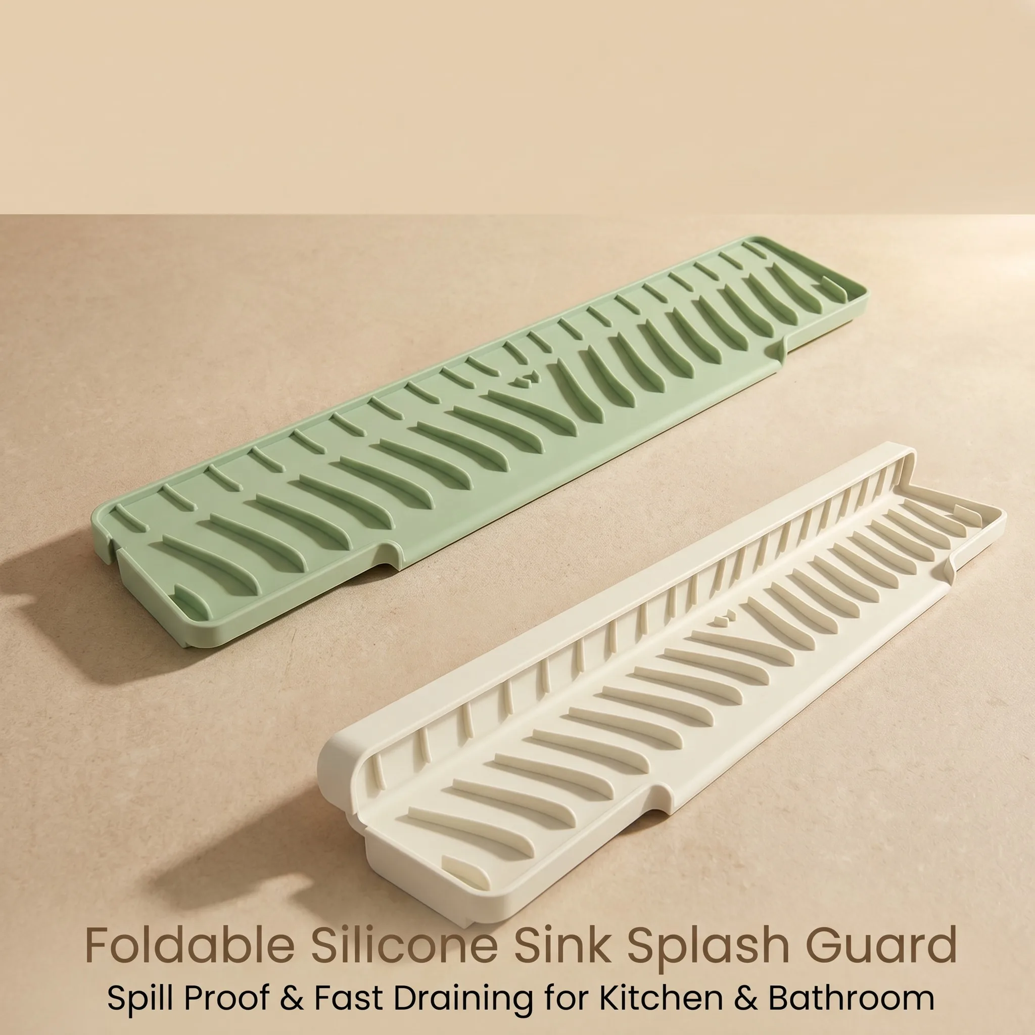 1pc Foldable Silicone Sink Splash Guard Drain Mat, Spill Proof Slope Water Diverter Pad,Ideal for Kitchen and Bathroom Sink Edge