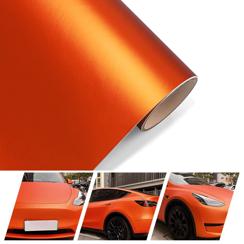 

Высококачественная ледяная пленка, оранжевая автомобильная виниловая наклейка с воздушным пузырьком, без покрытия, матовый хромированный декор автомобиля, сделай сам, упаковка ледяной пленки