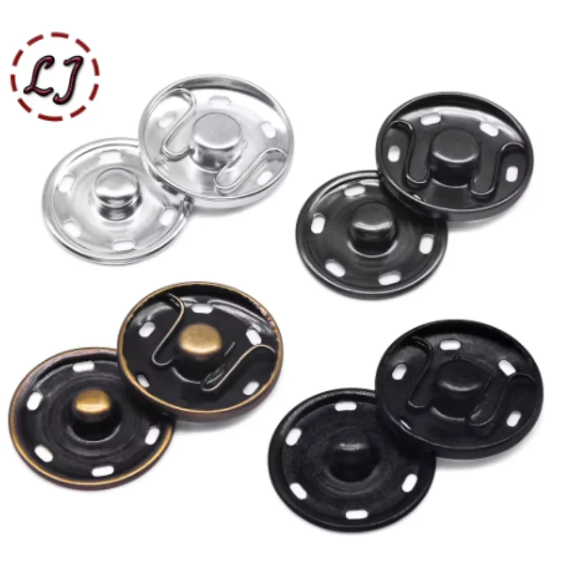 5Pcs Black Silver Round Invisible Brass Metal Snap Fasteners Press Button For Shirt Suit Jacket Clasp Garment Accessories DIY