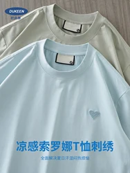 DUKEEN Sorona Fabrics Coolness T Shirts Men Summer Upf50+ Ice Silk Embroidery Tops Men's Quick-Drying Sun Protection T-Shirts