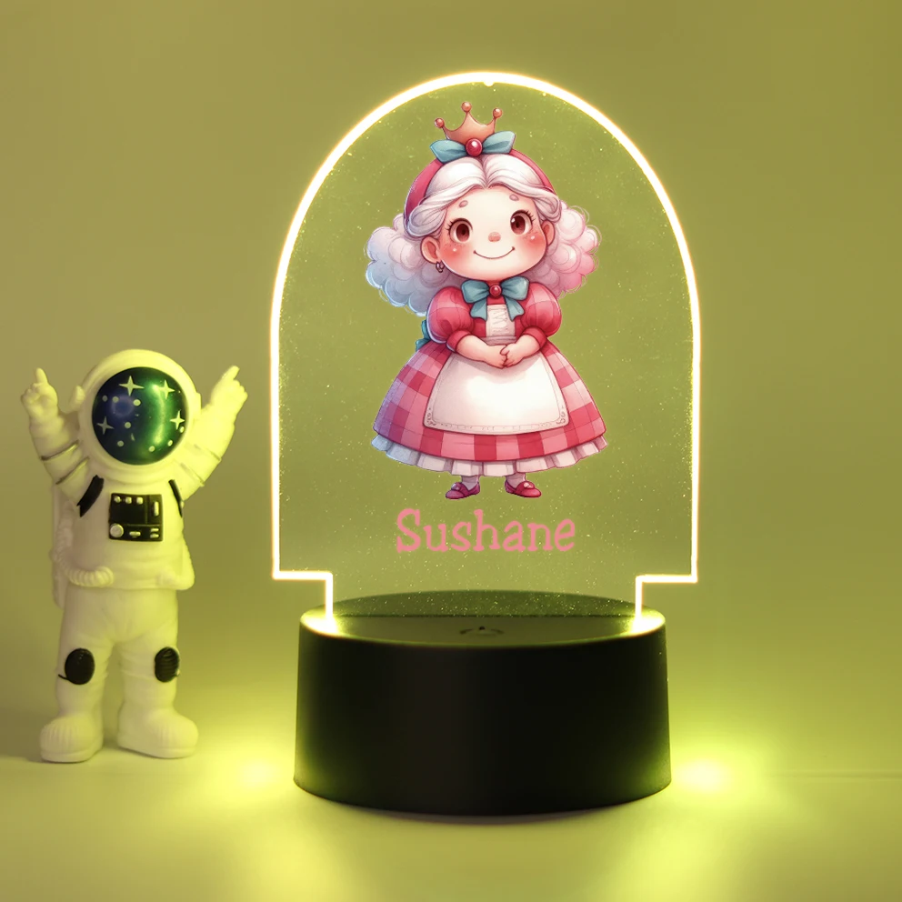 Personalized Custom Girls Cartoon  Led Night Light Usb Ambient Desk Lamp With Touch Button 3D Led Night Lamp Usb