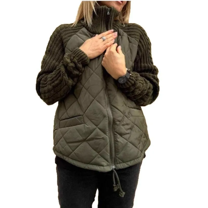 2026 Autumn-Winter New European and American Cross-Border Fashion Cardigan Zipper Long-Sleeve Stand-Collar Women's Coat and Cott