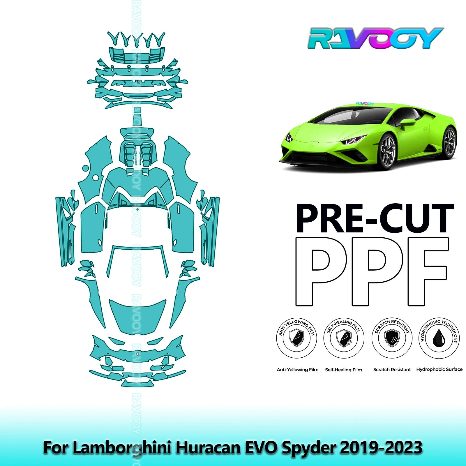 

8.5Mil Full Vehicle Precut PPF Paint Protection Film For Lamborghini Huracan EVO Spyder 2019-2023