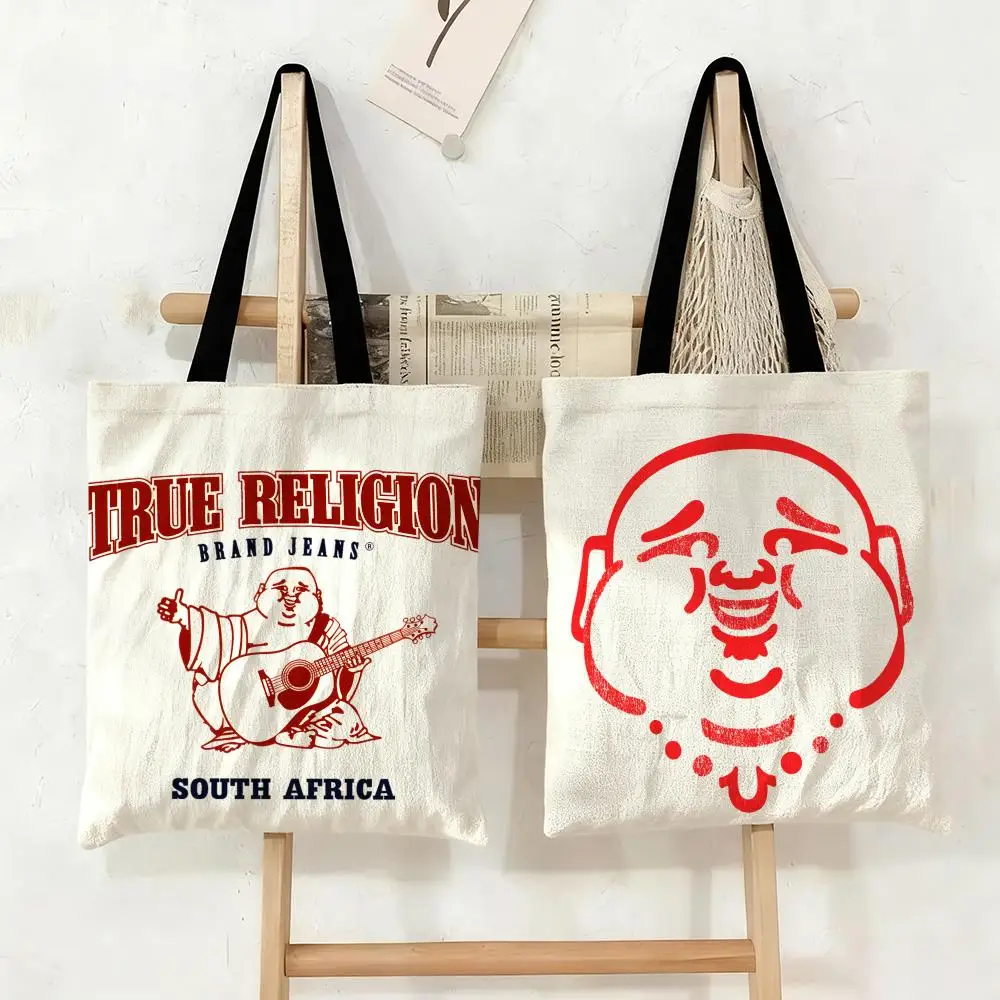 Bolsas de almacenamiento fashing T-tRUE R-rELIGION, bolsa de lona de gran capacidad para estudiantes mujeres para guardar libros, bolso de mano para mamá