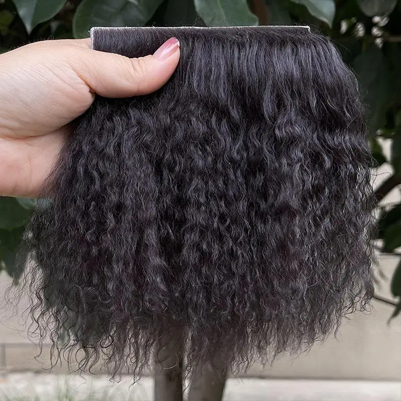 B*1Pcs Dolls Accessories Mongolia Fur Sheepskin Wool Extensions Curly Texture Hair Row Curly Hair Extensions  Blyth Wigs Hair