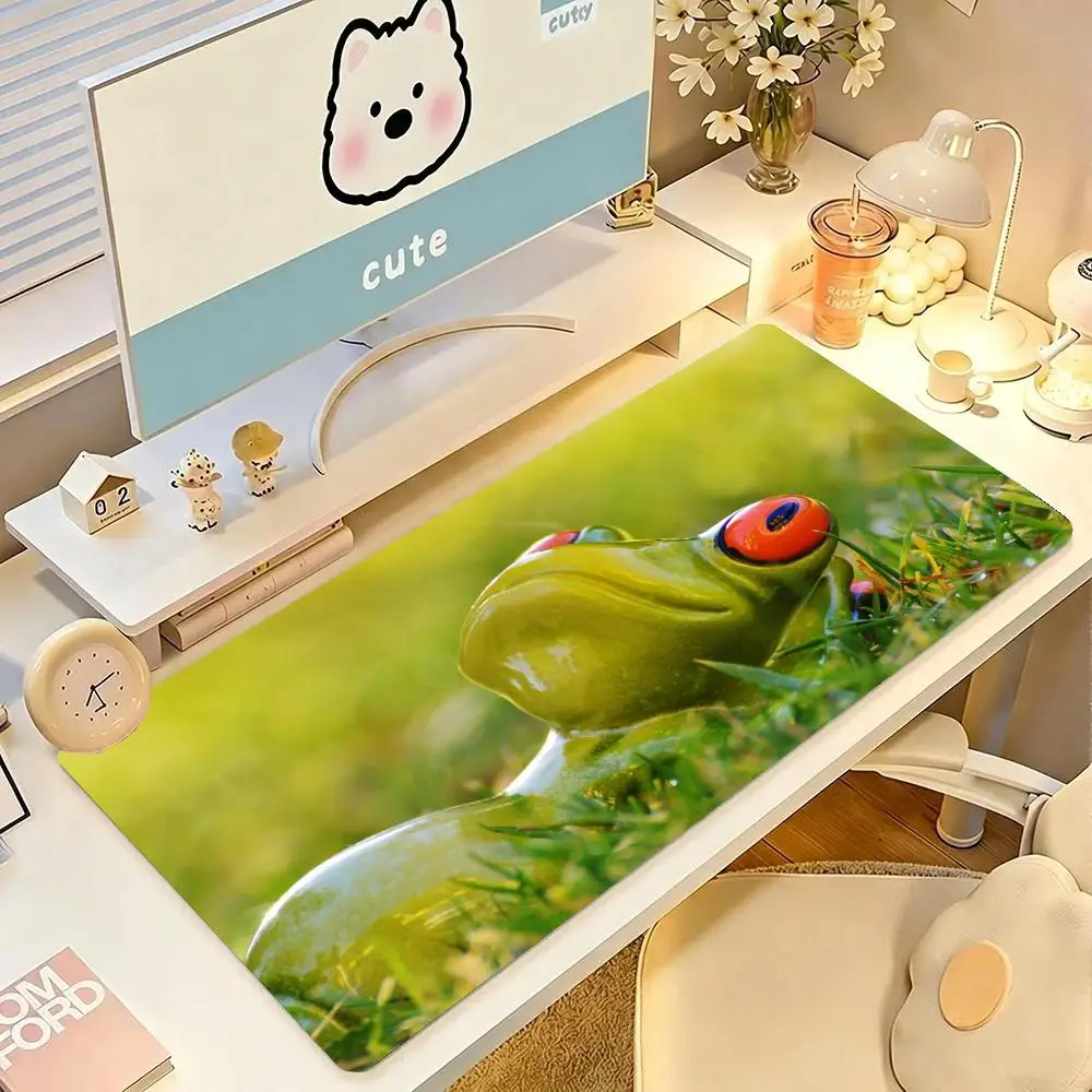 Playful Cartoon Grassland Frog Amphibian Figures Large Table Playmat Mousepad For Daily Office Gaming Workspace