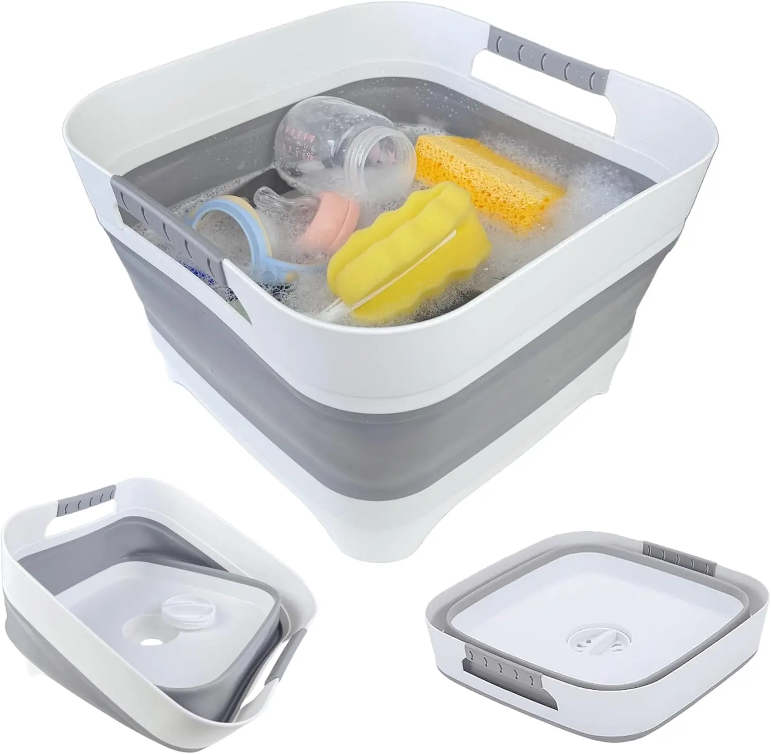 

Portable Camping Sink, Foldable Dish Tub for Outdoor Washing, Medium Size Gray