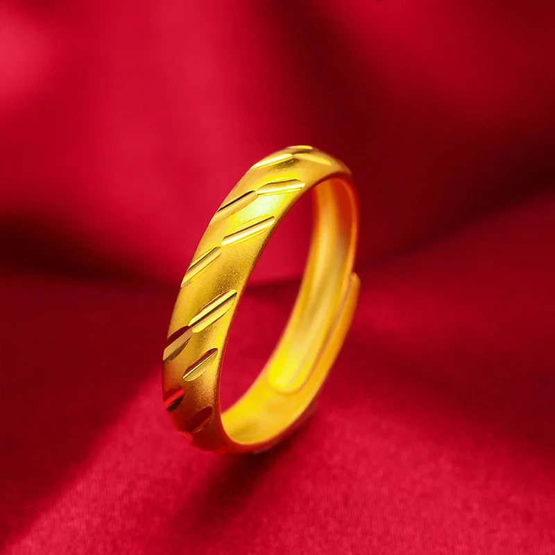 Fadeless Vietnamese Sand Gold Starry Open Ring Women Brass Gold Plated Meteor Shower Resizable Couple Wedding Daily Jewelry Gift