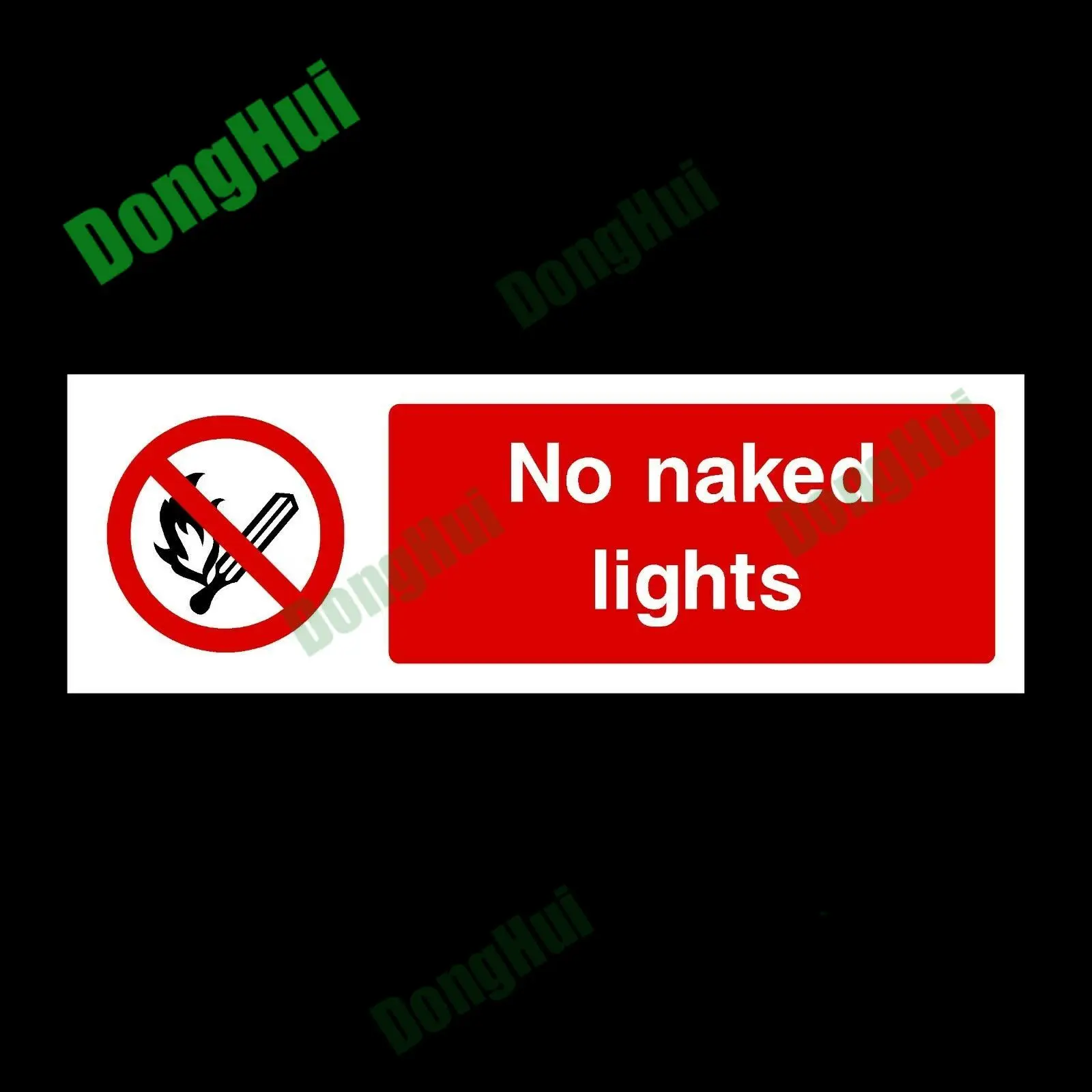 No Naked Lights Plastic Sign Warning Caution Danger Sticker for Gas Stations, Chemical Plants, Flammable Warehouses PVC