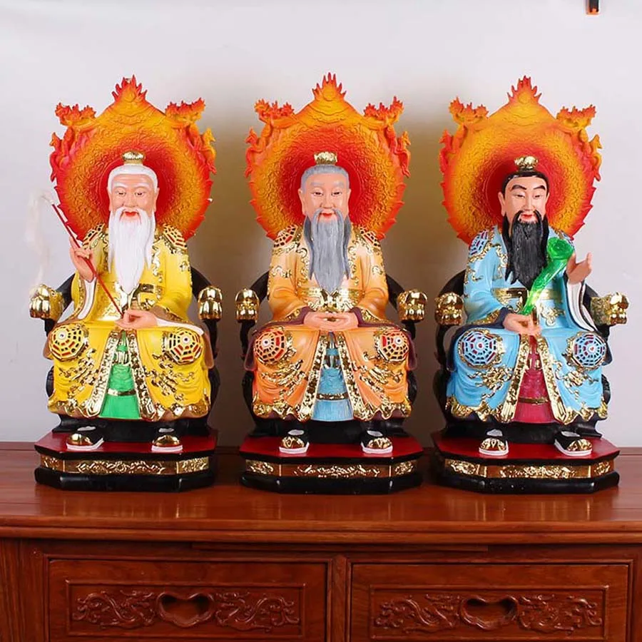 A SET 3pcs Taoism ZU SHI Gods SAN QING DAOZU TAI SHANG LAOJUN HOME temple exorcise evil spirits good luck Worship BUDDHA statue