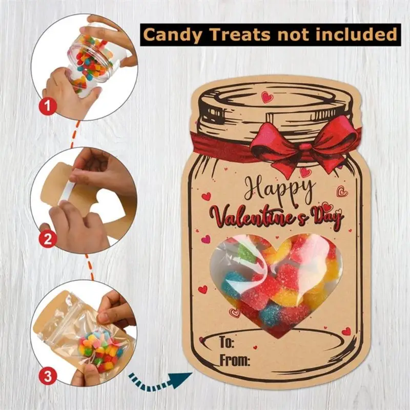Carte voeux Valentin KX4B 24pcs avec scellé pour les enfants vacances