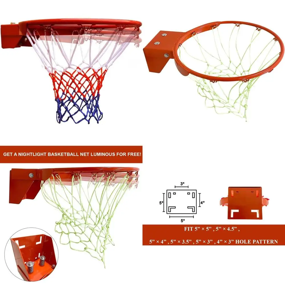 ห่วงบาสเก็ตบอลแบบติดผนังสำหรับงานหนัก ขนาด 18 นิ้ว พร้อมสปริงคู่แบบยืดหยุ่น สำหรับใช้ภายในอาคาร