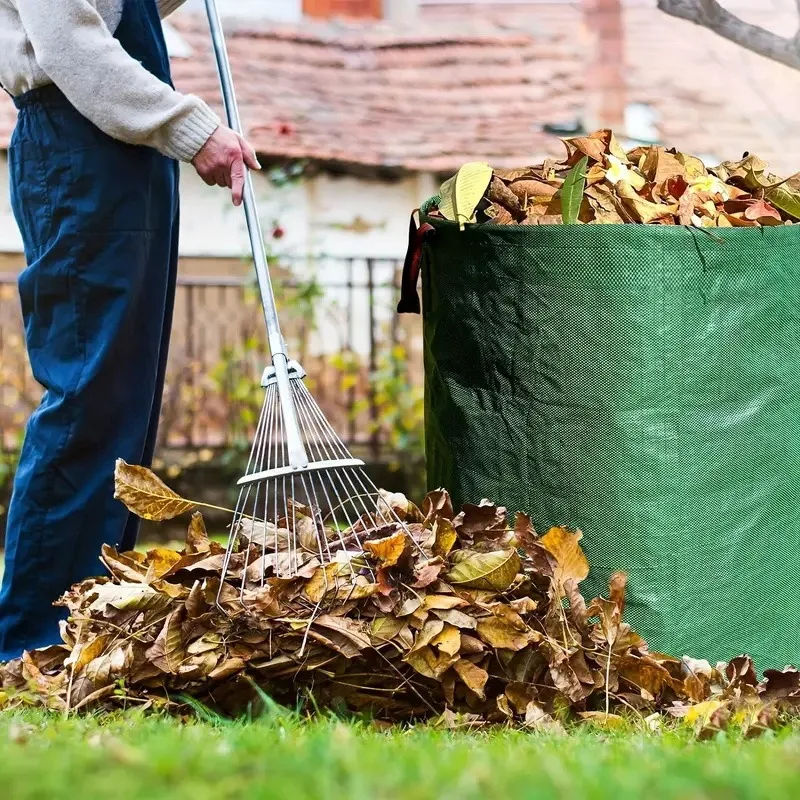 1Pc Large Foldable Waterproof PP Woven Garden Waste Bag For Outdoor Yard Camping