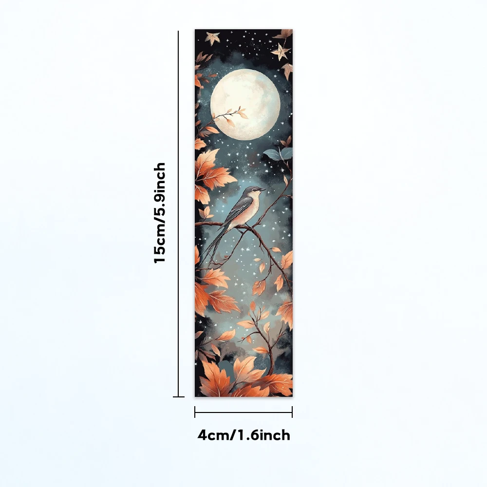 32pcs Bookmarks Set,2 Designs,16 Sheets Per Design, Night Forest Style,Bird and Tree, Perfect for Teachers, Readers, Book Lovers