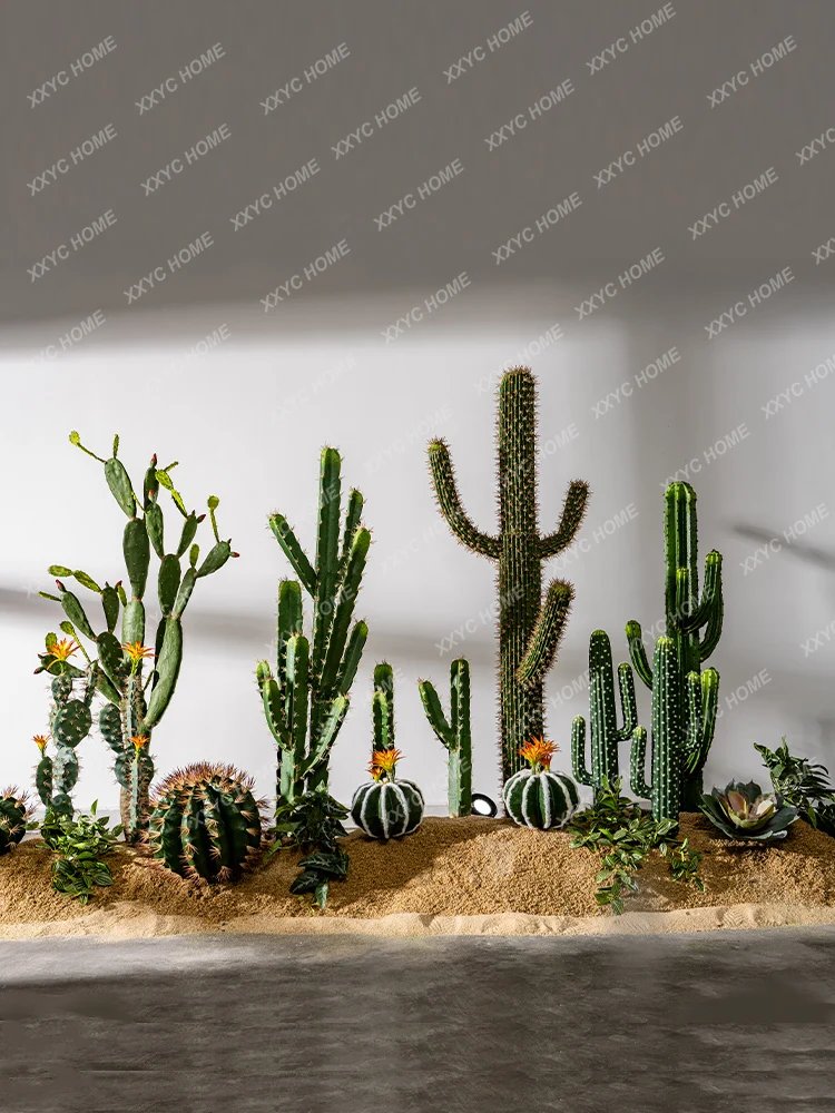 

Large Artificial Cactus Green Plant Fake Trees Plant Pot Indoor Stairs Lower Corner Landscape Floor-Standing Decorations