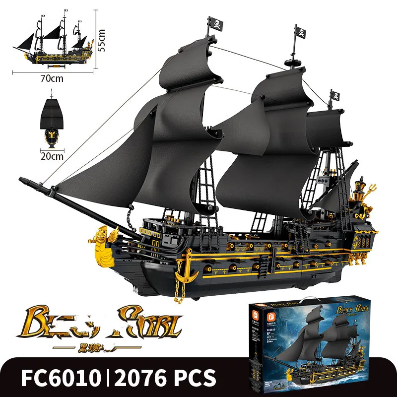 2076 Stuks MOC Caribische Piratenschip Revenge Oorlogsschip Black Pearl Matroos Bouwstenen Model Assemblage Educatief Speelgoed voor Cadeaus
