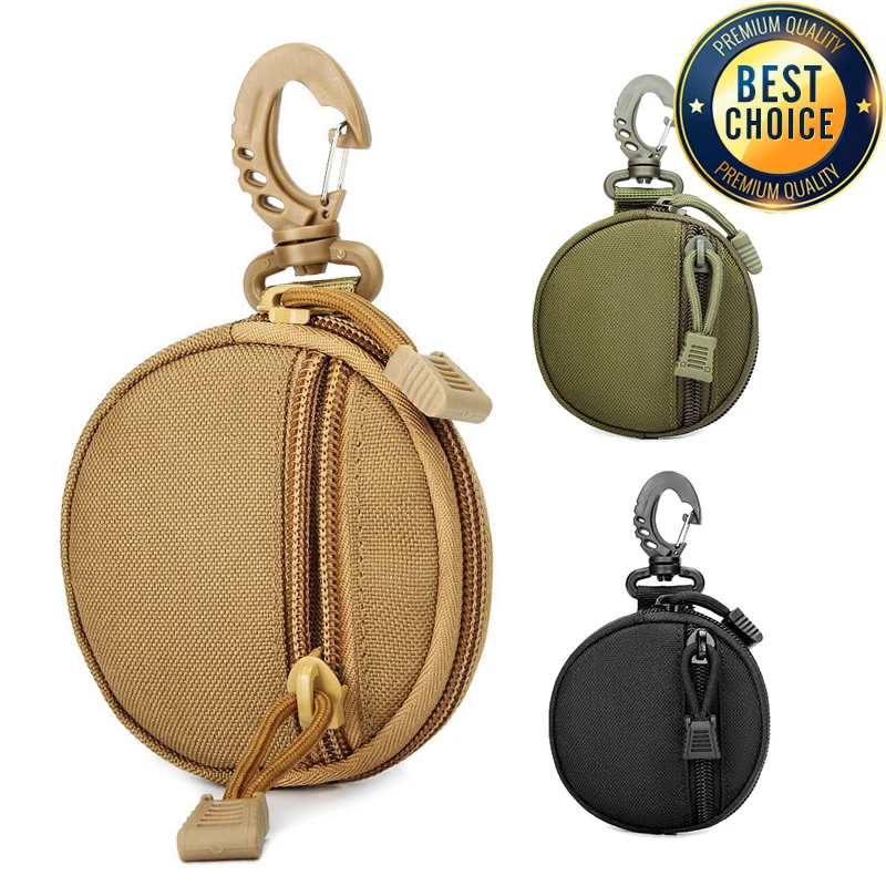 

1pc Black Nylon MiniPouch, Tactical Zippered Case for EDC Gear, Coin Purse, Keychain, Wireless Headset Pack, Hunting & Shooting