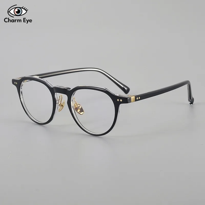 2025 اليابان الرجعية الرجال خلات إطارات النظارات عالية الجودة البيضاوي إطار كبير موضة النساء قصر النظر القراءة مكافحة نظارات الضوء الأزرق