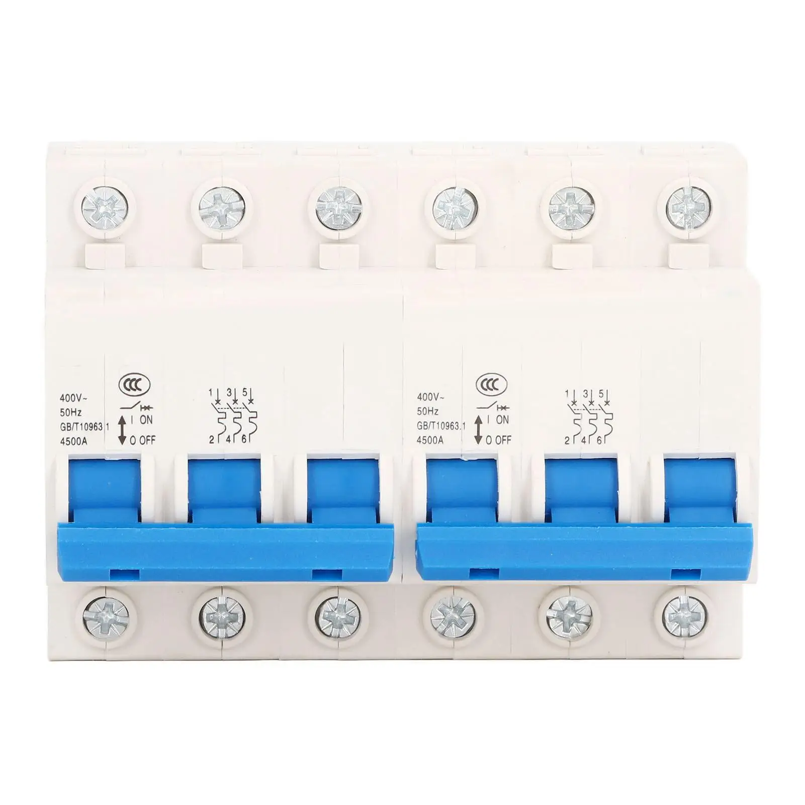 قاطع دائرة الطاقة المزدوج بتيار متردد 400 فولت، مفتاح نقل يدوي صغير التعشيق 3P3P متوافق مع DIN #1