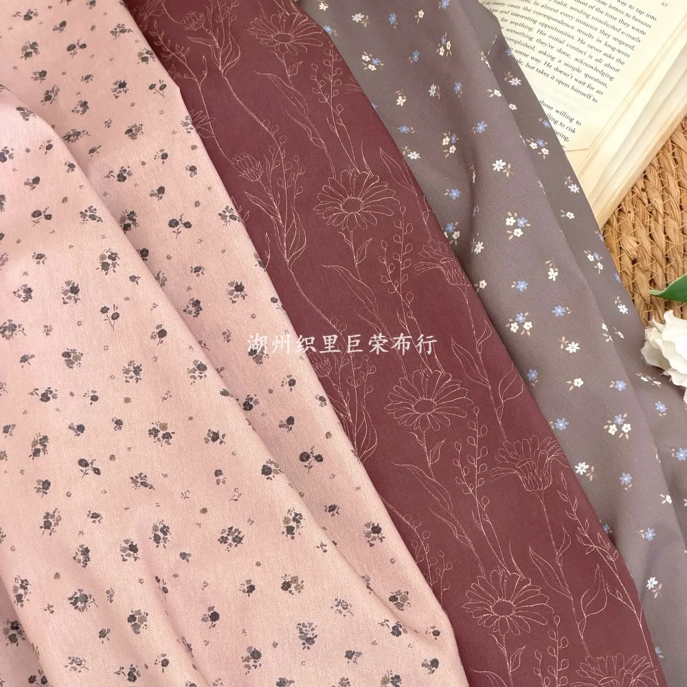 145x50cm 40s Baumwolle Dunkler Blumenstoff Koreanischer Retro-Digitaldruck DIY-Stoff für Damenbekleidung, Taschen, Accessoires, Nähstoff – Detail 2