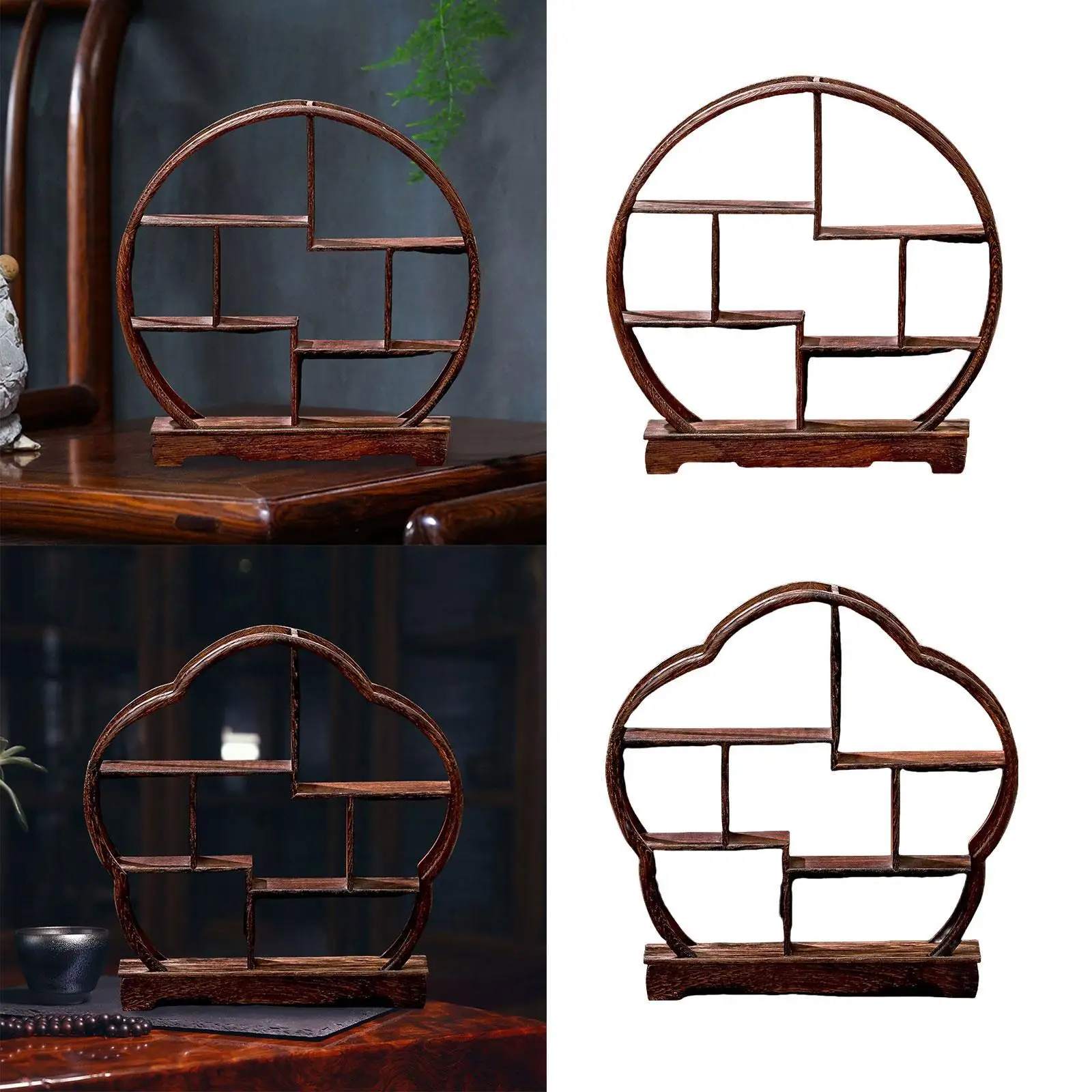 

Tea Set Storage Rack Wooden Display Stand Cabinet Elegant Antique Organizer Teapot Display Stand for Miniatures Commercial