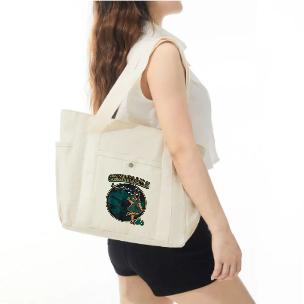 Chem Trails Retro Mulheres Lona Bolsa de Ombro Moda Design Simples Bolsa