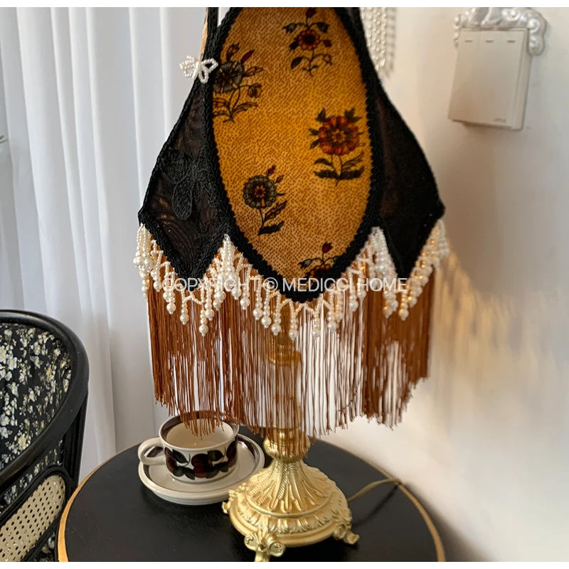 Medicci Home In The Mood For Love Vintage Lampshade With Tassels Luxury Silk Lace Handmade Lamp Shades For Living Room Bedside