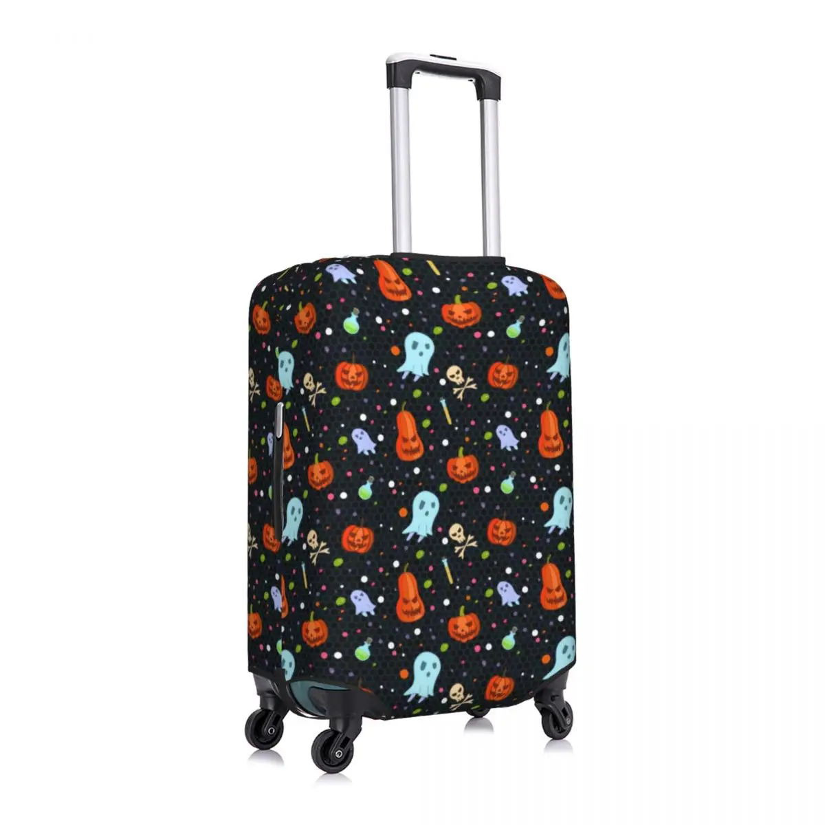 Ghost And Pumpkin Suitcase Cover Holiday Halloween Art Elastic Luggage Case Cruise Trip Protection