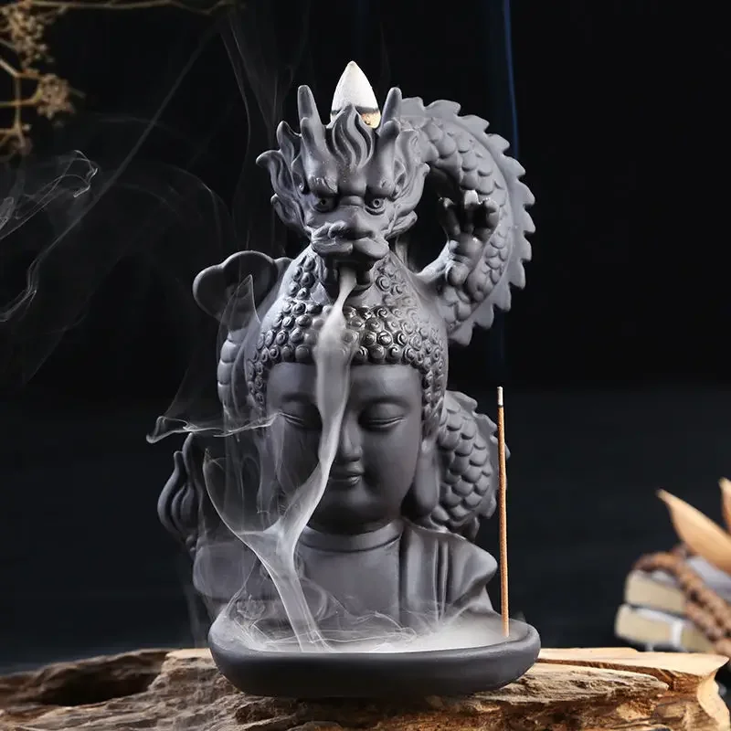 Reverse Flow Incense Burner Dragon Decoration Ceramic Creative Skull Personality Ornamental Living Room Indoor Incense Burner