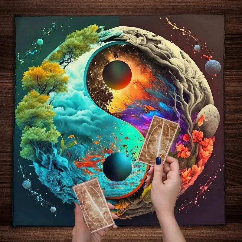 VIKAMA Yin-yang Natural Universe Forest Starry Sky Spiritual Tarot Altar Buvika Witchcraft Home Decoration Divination Pad