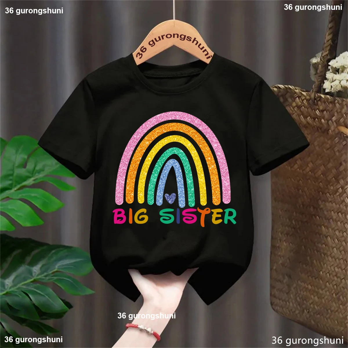 Big Sister Loading 2025 Letter Printed Tshirt Girls Funny Kids Clothes Harajuku Kawaii Children\'S Clothing T-Shirt Tops