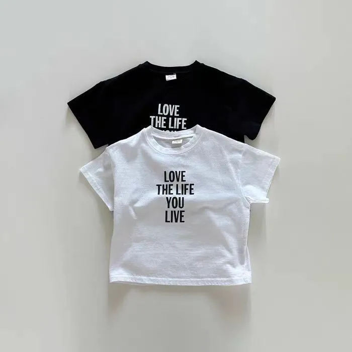 

Korean Version Ins Children Clothing New English Letter Simple Versatile T-shirt for Boys Girls Baby Clothing Top Short Sleeved