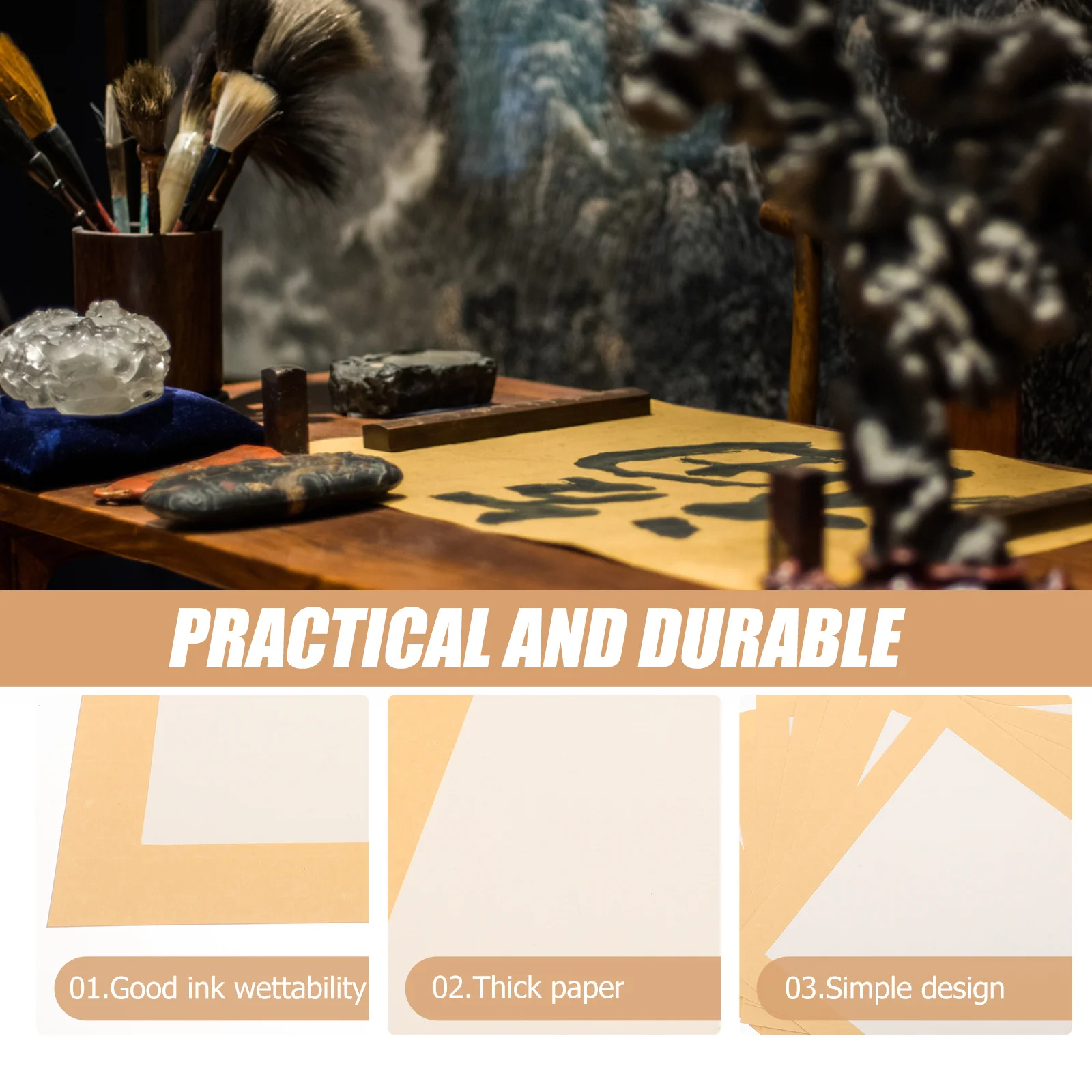 10 أوراق من ورق الخط الفارغ، ورق شوان، نتوءات ناعمة، استخدام مريح، تجربة جيدة في الرسم الصيني المخطوط #1