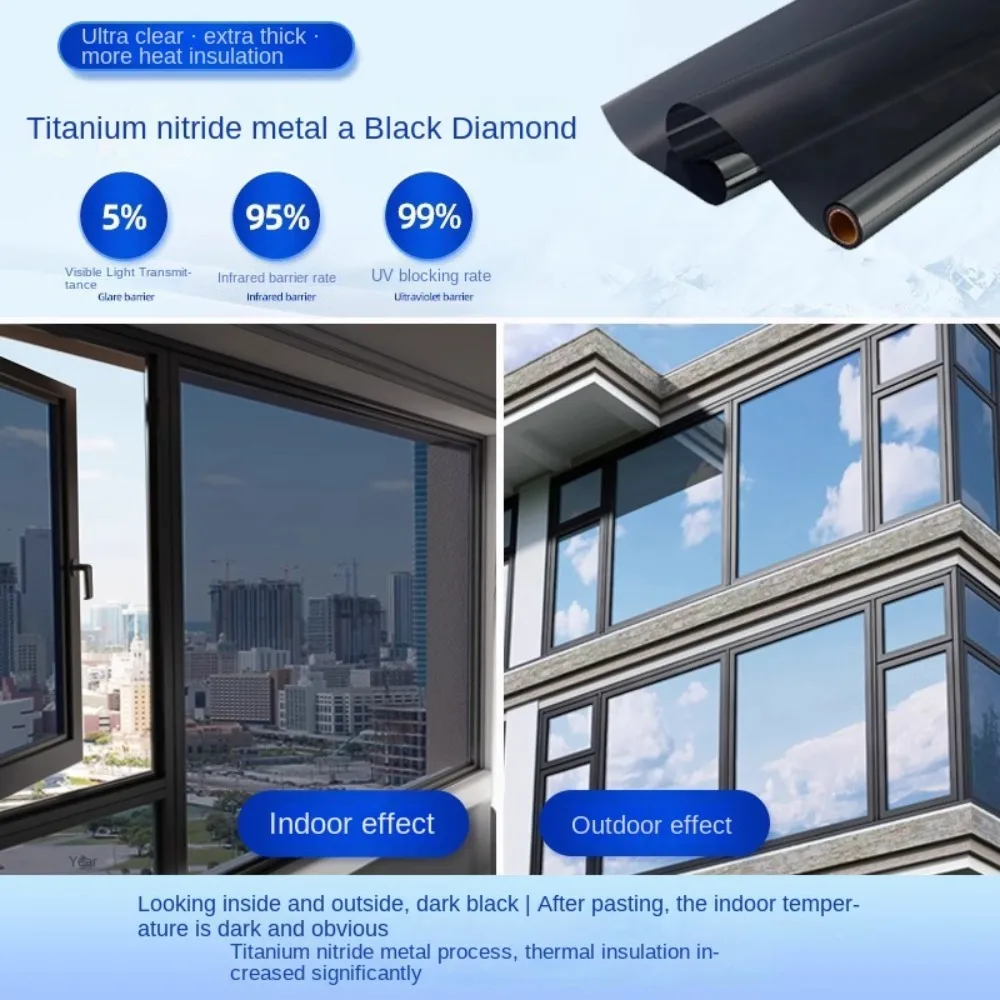 

Anti Peeping Sun Blocking Glass Sticker Self Adhesive Sun Protection Heat Control Reflective Film PVC UV Protection Sticky Film