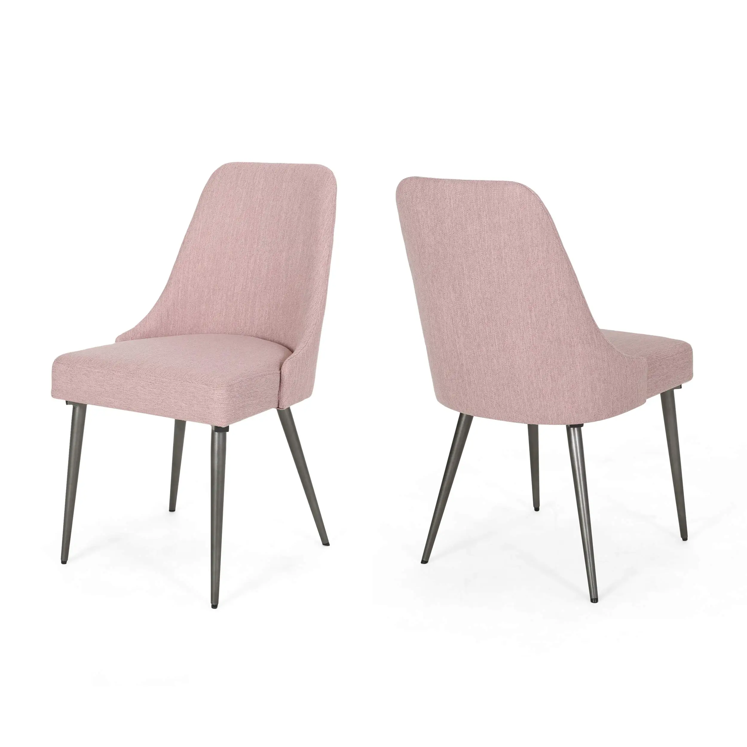 

Modern Fabric Dining Chairs Set Of 2 Light Blush Pink