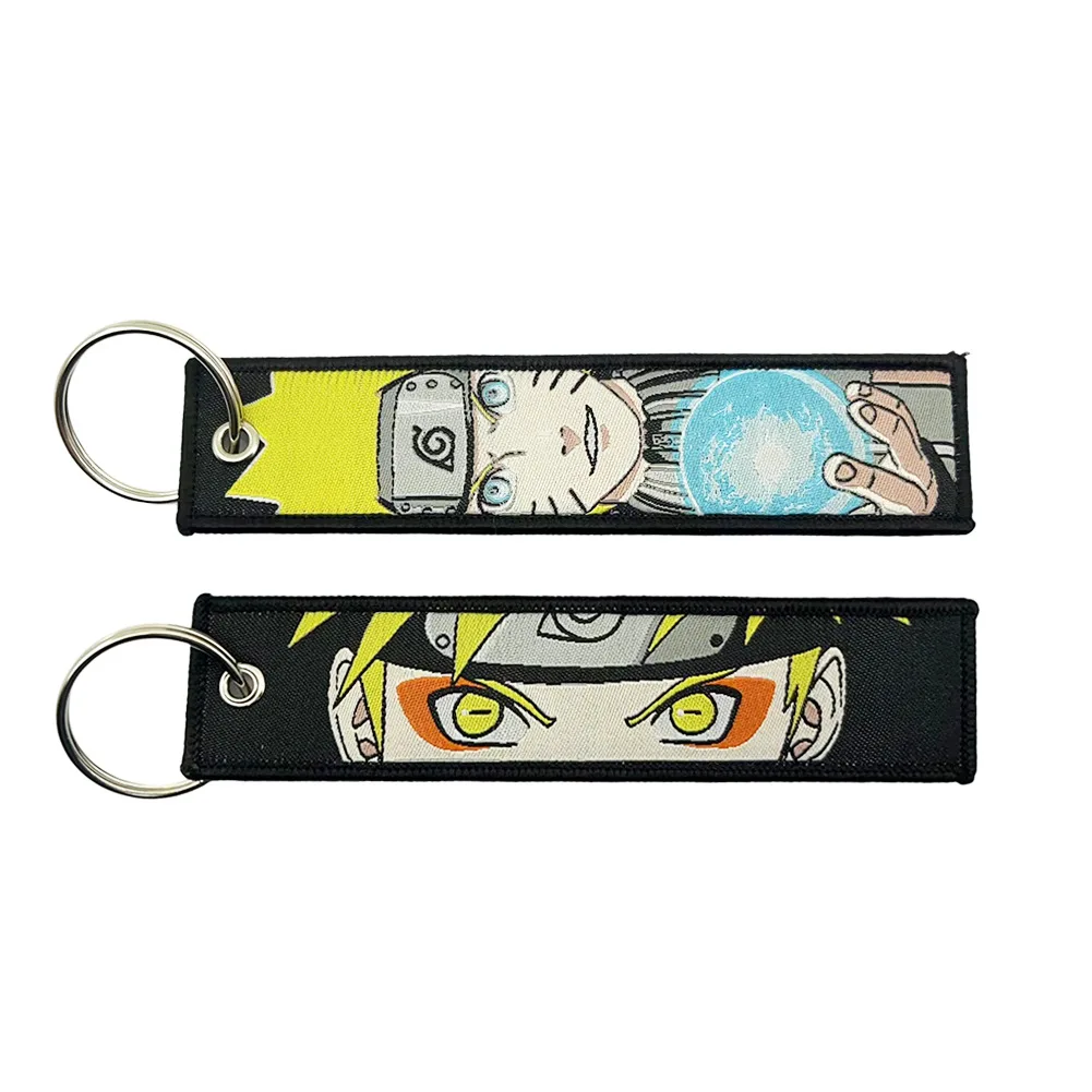 NARUTO Itachi Sasuke Kakashi Cloth Woven Label Anime Keychain Bag Decoration Keyring Accessories Pendant Children Toys Gifts