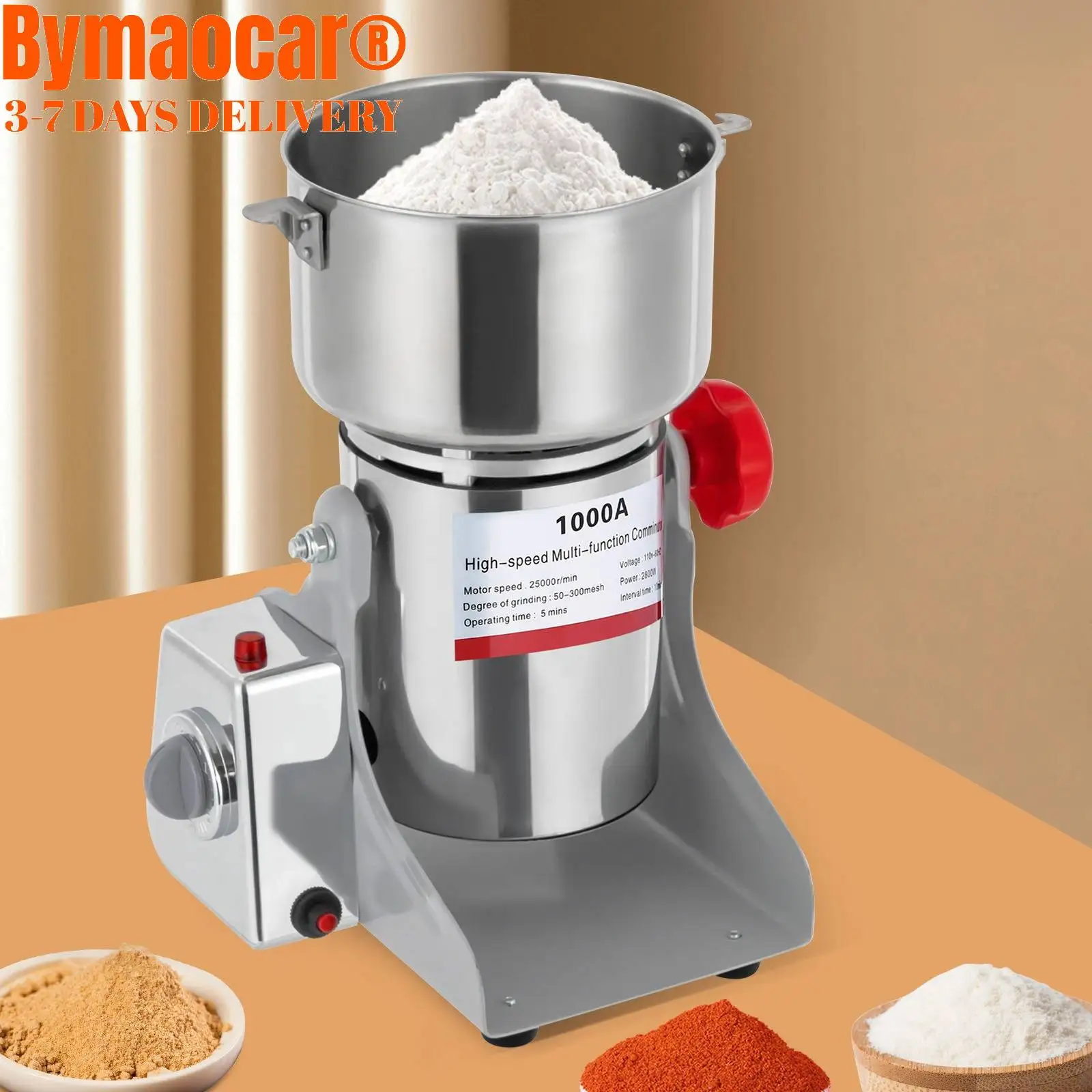 เครื่องบดเมล็ดพืชไฟฟ้า 1000 กรัม 3600 วัตต์ สแตนเลส บดเครื่องเทศและสมุนไพร ความเร็วสูง 30000 รอบต่อนาที สำหรับบดข้าวสาลี ข้าวโพด ข้าวสาร
