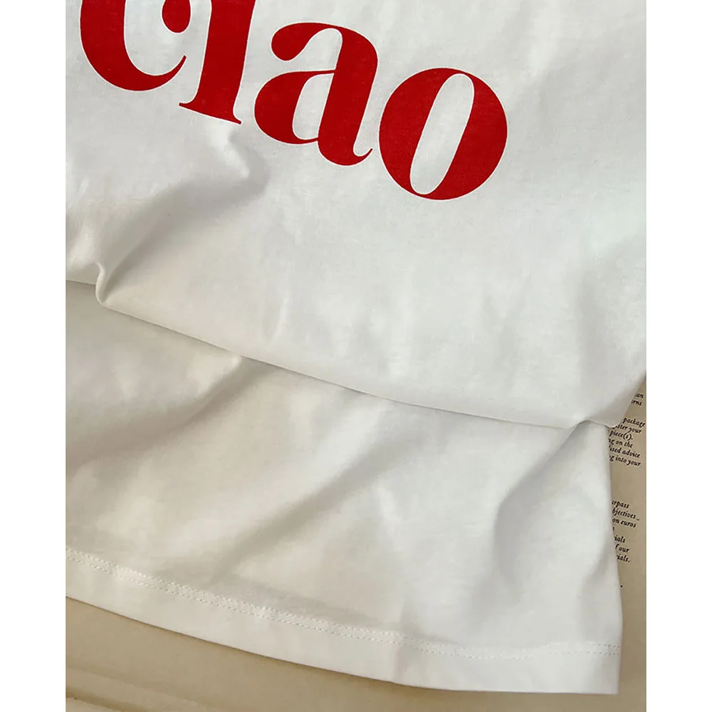 روان 5C789 تشاو رسالة الجرافيك طباعة المرأة تي شيرت الصيف س الرقبة قصيرة الأكمام سيدة البلوز الكلاسيكية عادية خمر فام