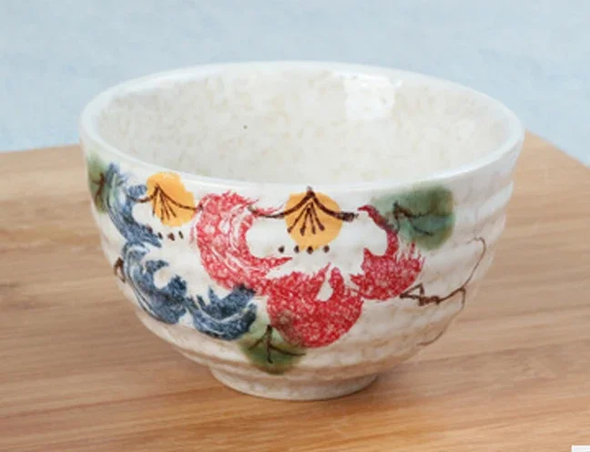 good quality Japanese matcha bowl, ceramic matcha tea set, 300ml exprot peony flower bowl