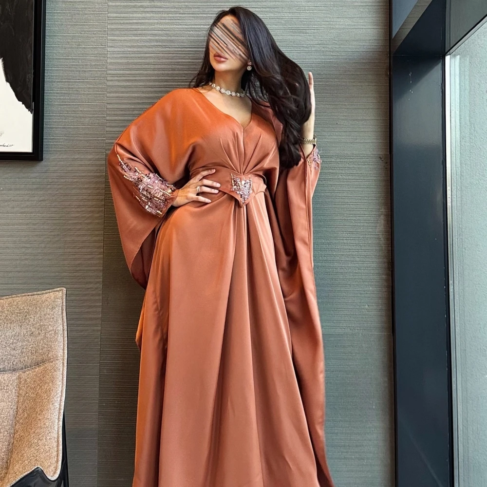 

Jiayigong Jersey Sequined Beading Formal A-line V-neck Bespoke Occasion Gown Midi Dresses Saudi Arabia