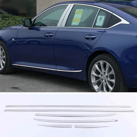 스테인레스 스틸 크롬 사이드 도어 차체 몰딩, 후면 트렁크 도어 커버 트림, 캐딜락 CT5 2020 2021 2022 2023 개조