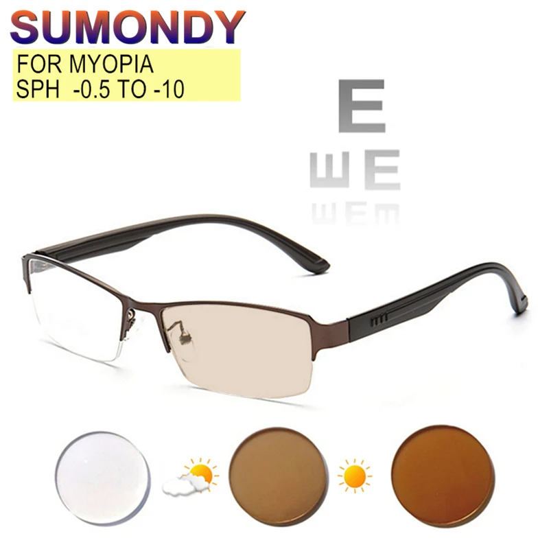 Prescription Glasses For Myopia Sphere -0.5 to -10 Male Female Business Titanium Alloy Half Frame Nearsighted Eyewear UF38