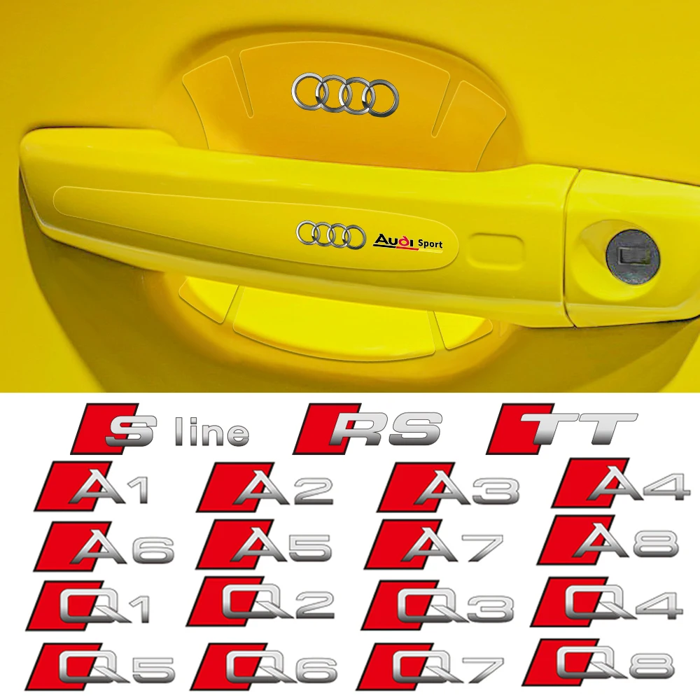 8er-Set transparente Türgriff-Schutzaufkleber für Audi S-Line RS TT A1 A2 A3 A4 A5 A6 A7 A8 Q1 Q2 Q3 Q4 Q5 Q6 Q7 S Modelle