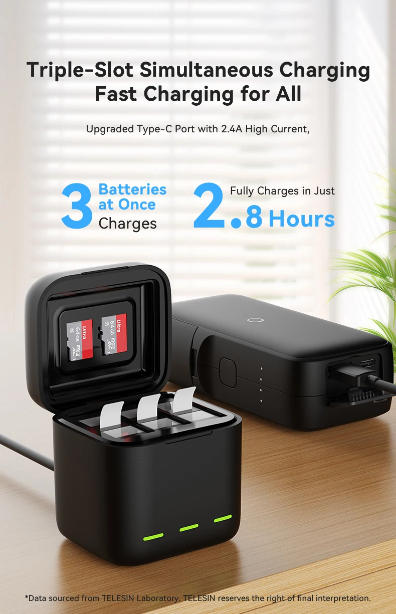 TELESIN 1900 mAh Lade Batterie Für GoPro Hero 13 Batterie 3 Möglichkeiten Schnelle Ladegerät Box TF Karte Lagerung Für GoPro 13 zubehör – Detail 16