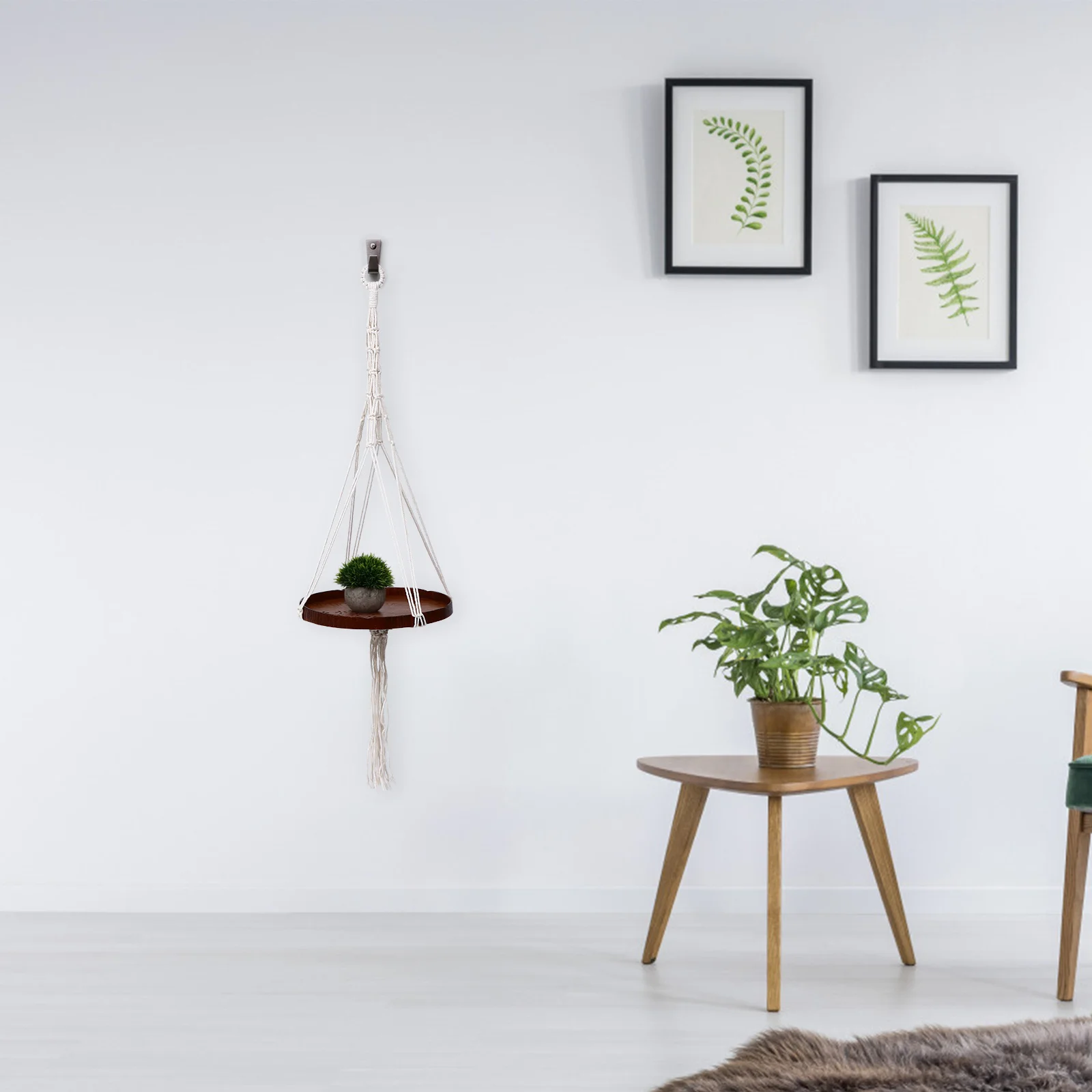 

Wooden Hanging Flower Pot Holder Hand-Woven Plant Basket For Outdoor Balcony Garden Woven Planter Hanging Plant Hanger Macrame