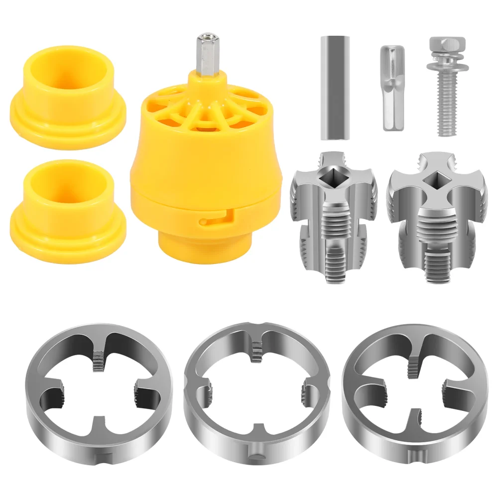 

Electric Drill Compatible PVC Pipe Threader Kit PVC Pipe Threader with 3 Dies 1/2" 3/4" 1" PVC Thread Maker Tool Pipe Threader
